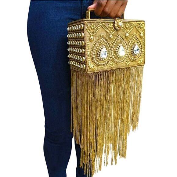 NWT Gold Box layered Chain Purse - Picture 1 of 5